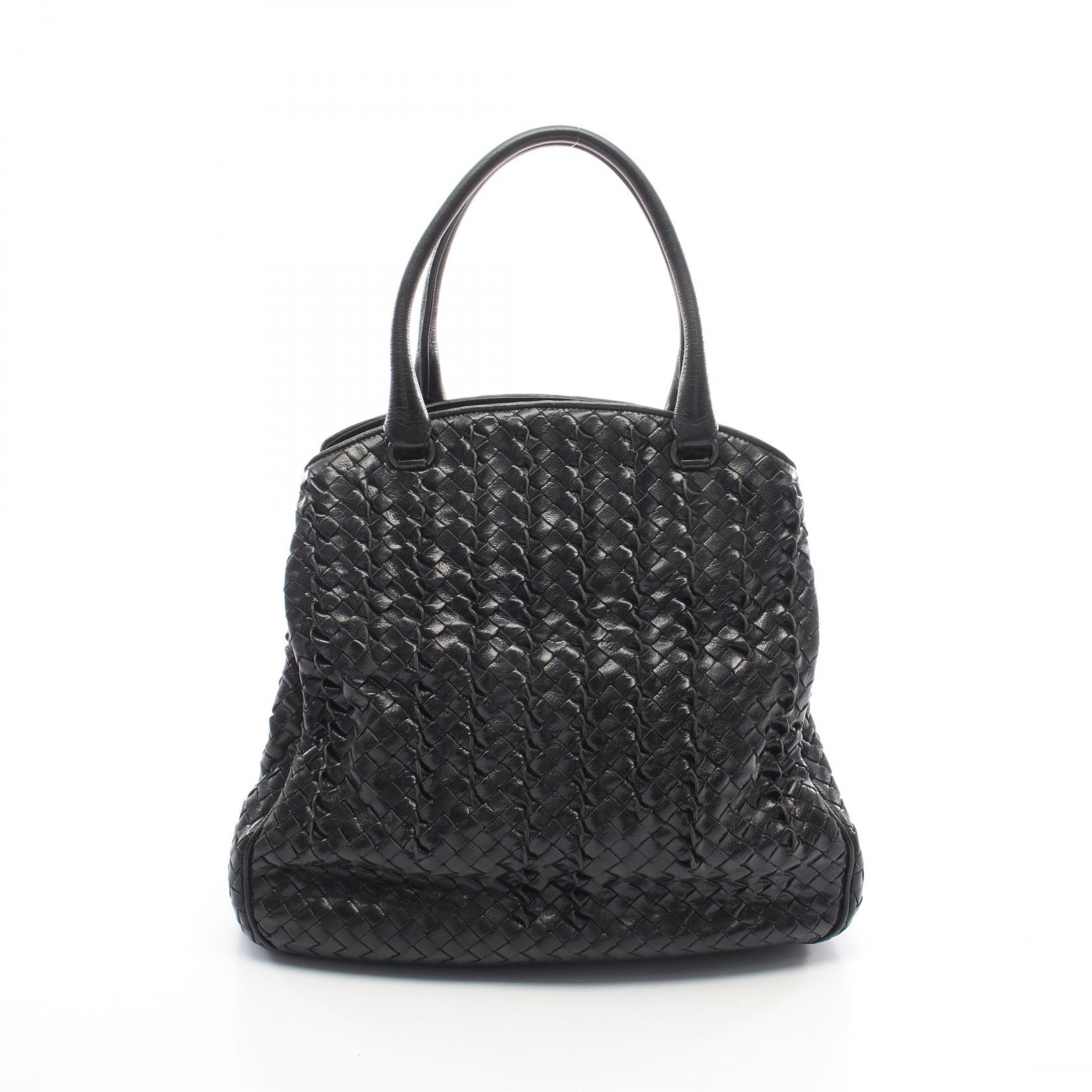 ボッテガヴェネタ BOTTEGA VENETA イントレチャート ハンドバッグ バッグ レザー レディース ブラック系 【中古】
