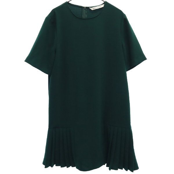 ZARA ザラ 半袖 プリ－ツ切替 ワンピース M