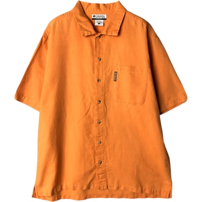 古着 00年代 コロンビア Columbia ワイドカラー 半袖 リネンシャツ ボックスシャツ メンズL相当/eaa581365