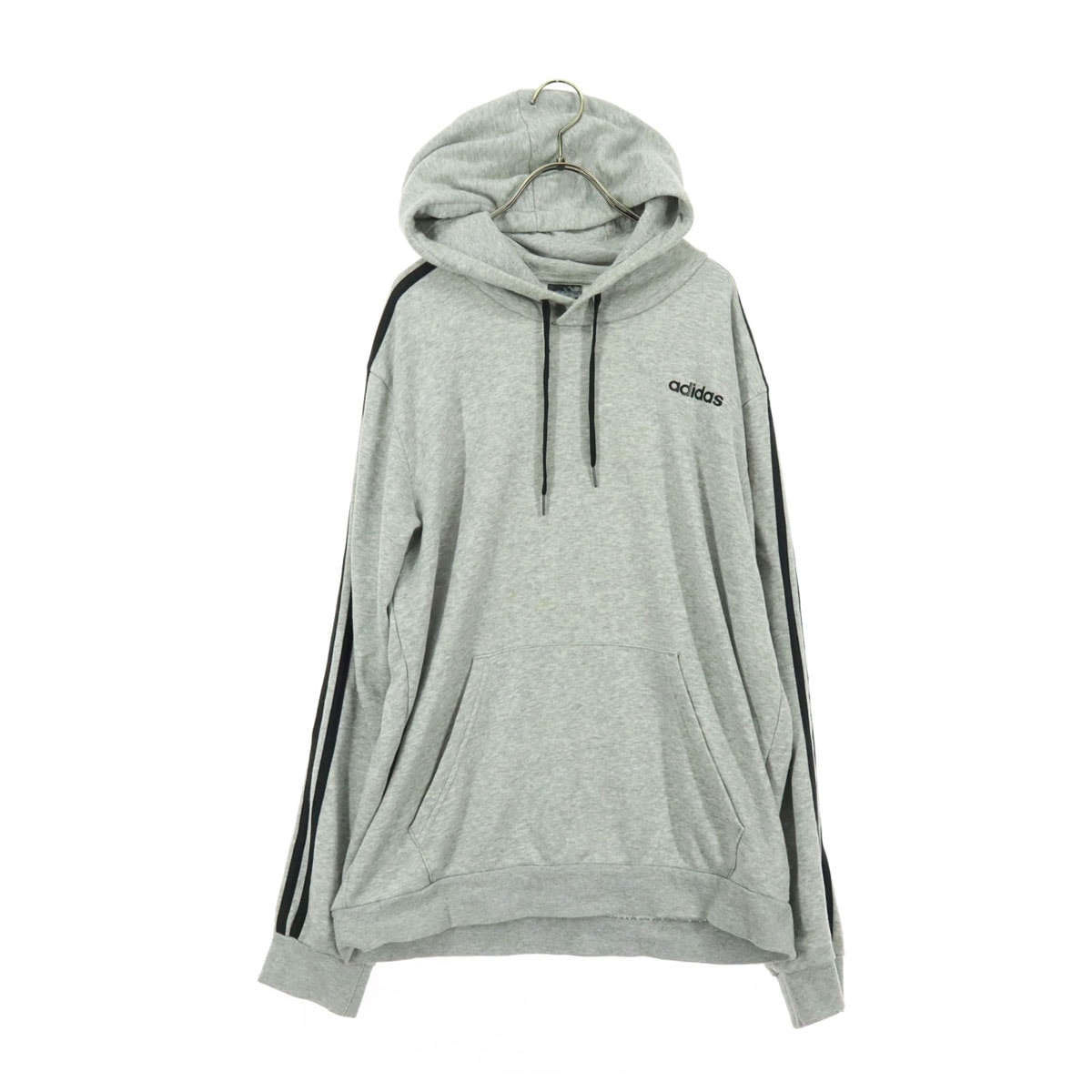 adidas アディダス ロゴワッペン 長袖 スウェットパーカー XO グレー