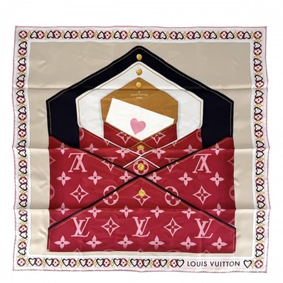 LOUIS VUITTON ルイヴィトン スカーフ マイトゥルーLV ファッションアイテム M78061 シルク レッド 赤 マルチカラー レディース【中古品】