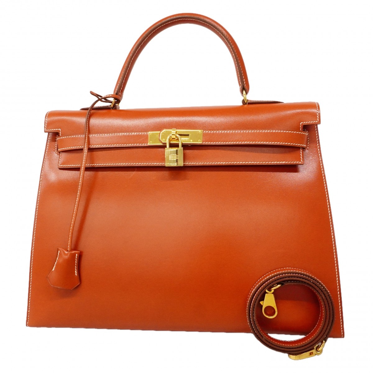 ★SALE【6gc3635】エルメス ハンドバッグ ケリー35 ボックスカーフ ブリック ゴールド金具 〇Z刻印 2wayバッグ【中古】レディース