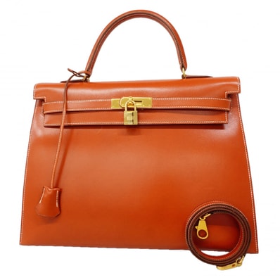 ★SALE【6gc3635】エルメス ハンドバッグ ケリー35 ボックスカーフ ブリック ゴールド金具 〇Z刻印 2wayバッグ【中古】レディース