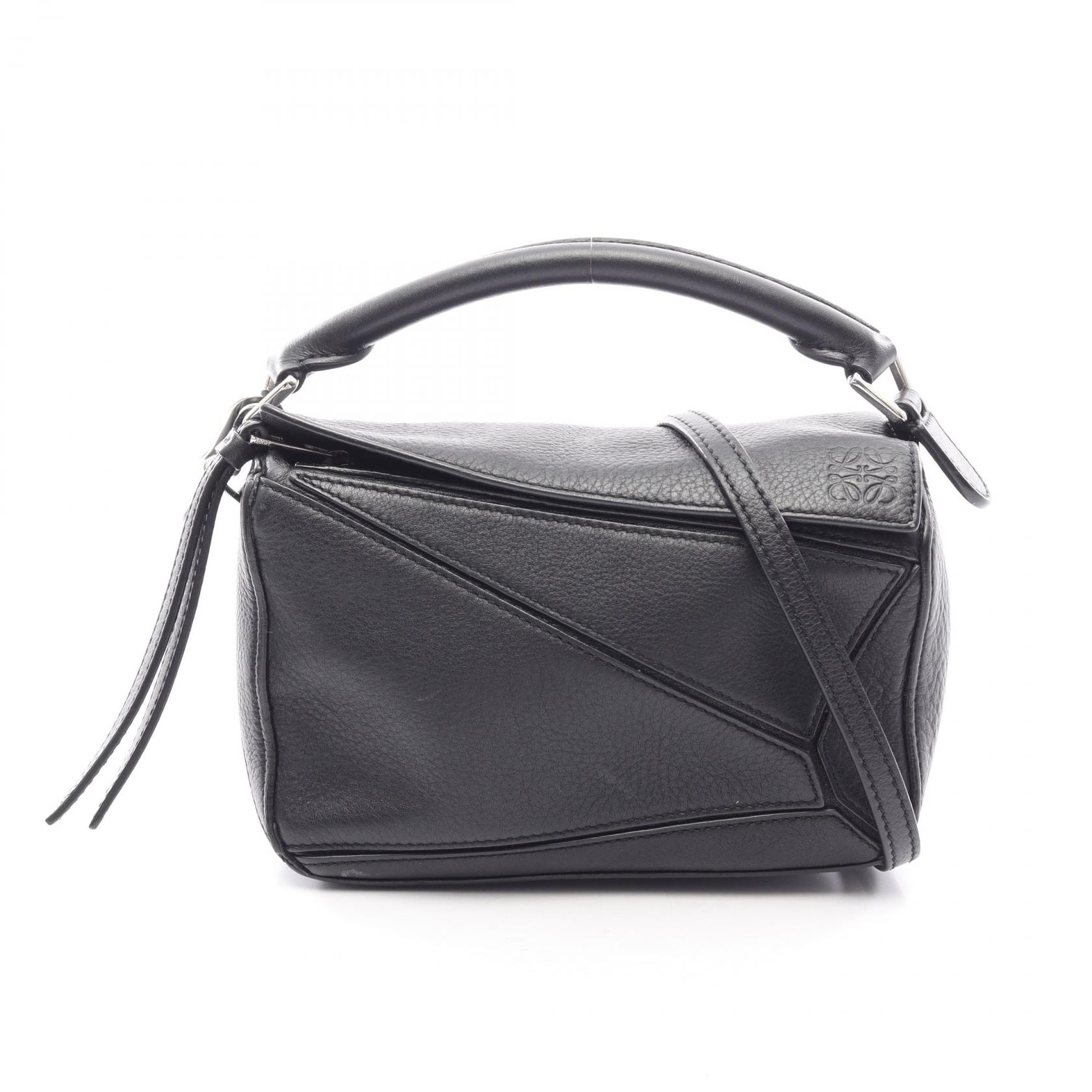ロエベ LOEWE パズルバッグ ミニ 2WAY ハンドバッグ バッグ レザー レディース ブラック系 322 30 U95 【中古】