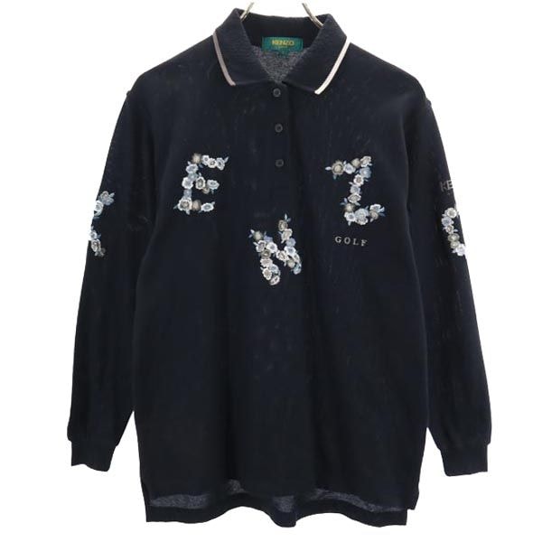 KENZO GOLF ケンゾーゴルフ 90s オールド 長袖 ポロシャツ 2 ネイビー