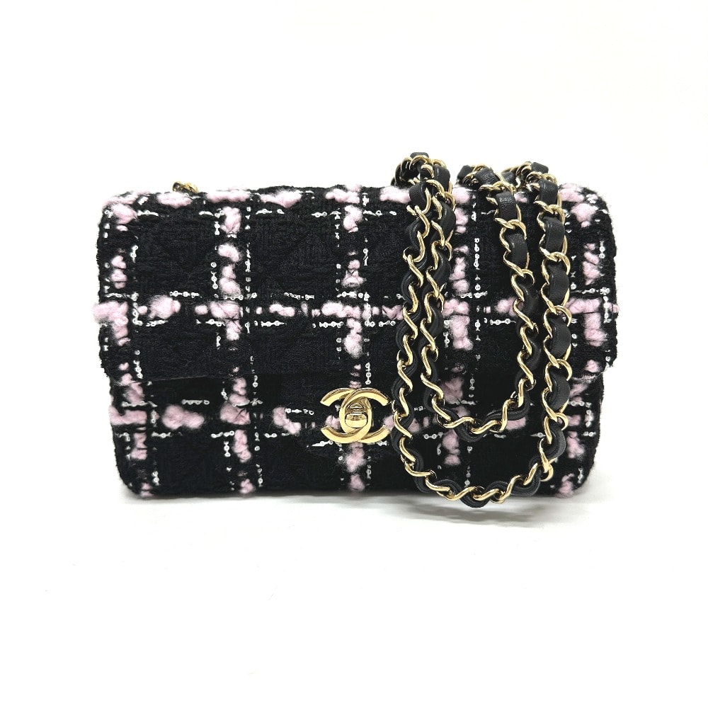 シャネル CHANEL ミニマトラッセ マトラッセミニ クラシック マトラッセ20 マトラッセ 20 カバン バッグ ショルダーバッグ ツイード ブラック 未使用