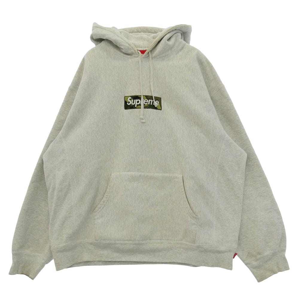 Supreme シュプリーム 23AW Box Logo Hooded Sweatshirt Ash Grey Camo ボックスロゴ フーデッド スウェットシャツ フーディー パーカー カモ ホワイト系 グレー系 XL【中古】
