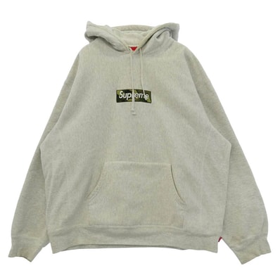 Supreme シュプリーム 23AW Box Logo Hooded Sweatshirt Ash Grey Camo ボックスロゴ フーデッド スウェットシャツ フーディー パーカー カモ ホワイト系 グレー系 XL【中古】