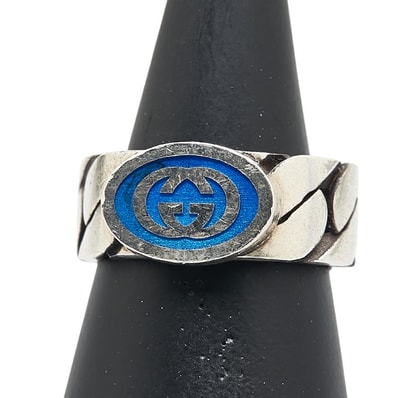 グッチ インターロッキングG チェーン リング 指輪 #19 SV925 シルバー メンズ GUCCI 【中古】