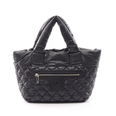 シャネル CHANEL コココクーン スモール リバーシブル トートバッグ バッグ ナイロン レザー レディース ブラック系 【中古】