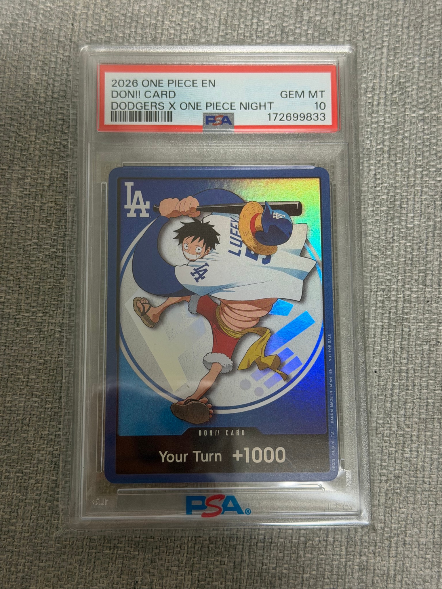 り*ん様 ドンカード ルフィドジャース vs サンディエゴ パドレス PSA10 PSA10】ドン‼カード (モンキー・D・ルフィ) :開封済【英語版