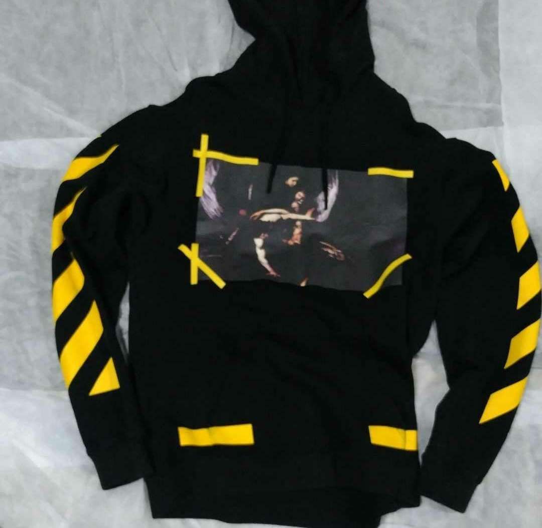 17AWオフホワイト プリントバックロゴパーカー フーディー カラヴァッジョ