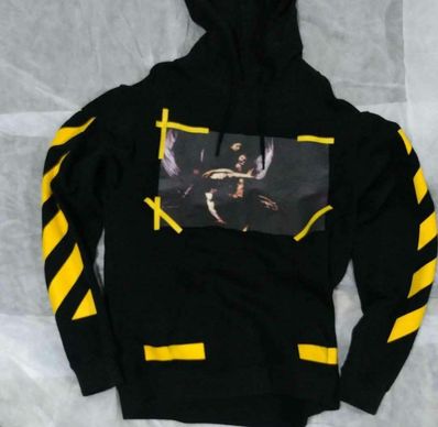 17AWオフホワイト プリントバックロゴパーカー フーディー カラヴァッジョ