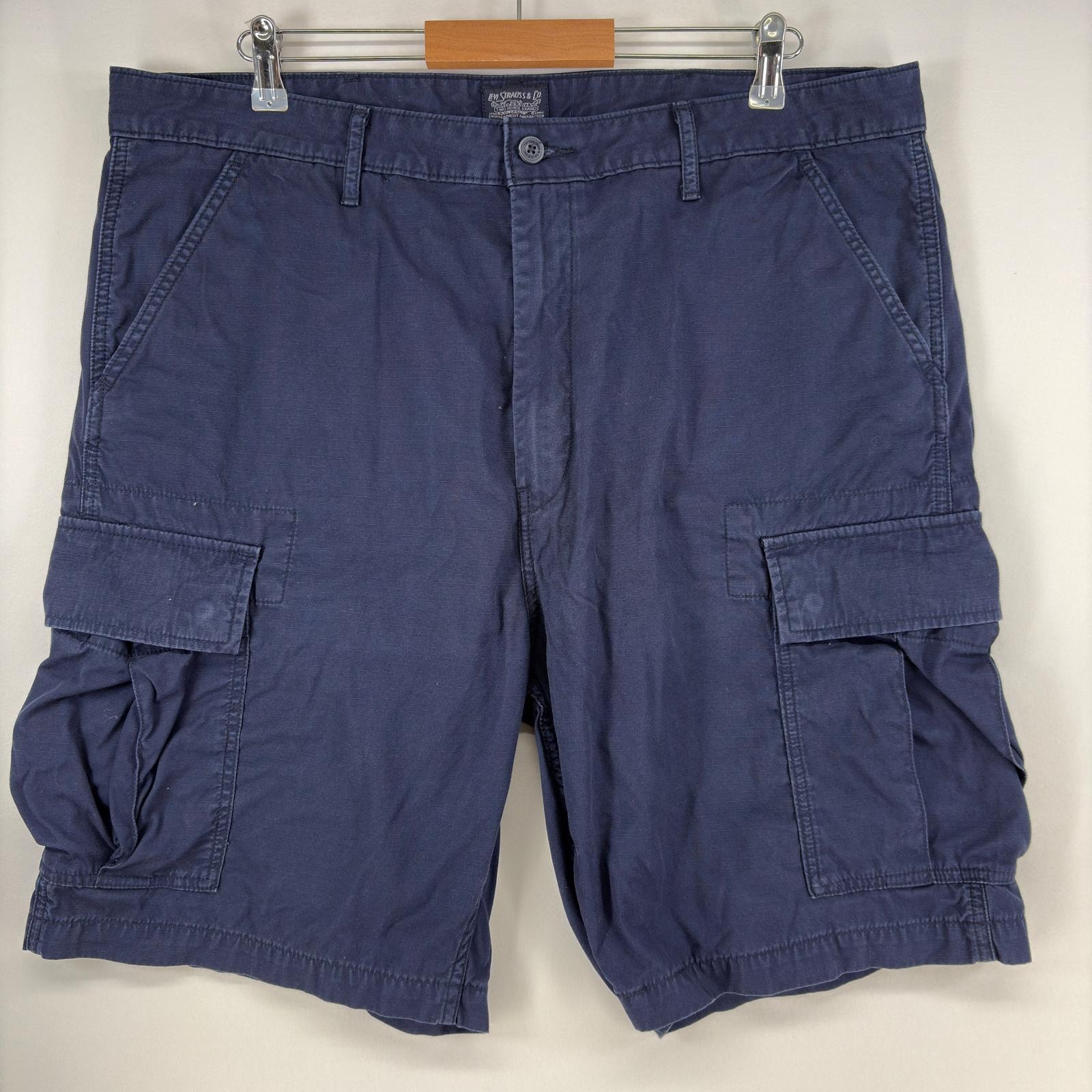 古着 リーバイス Levi's ショートパンツ カーゴパンツ ワンポイント ジップ ハーフパンツ リップストップ w38 ネイビー メンズ