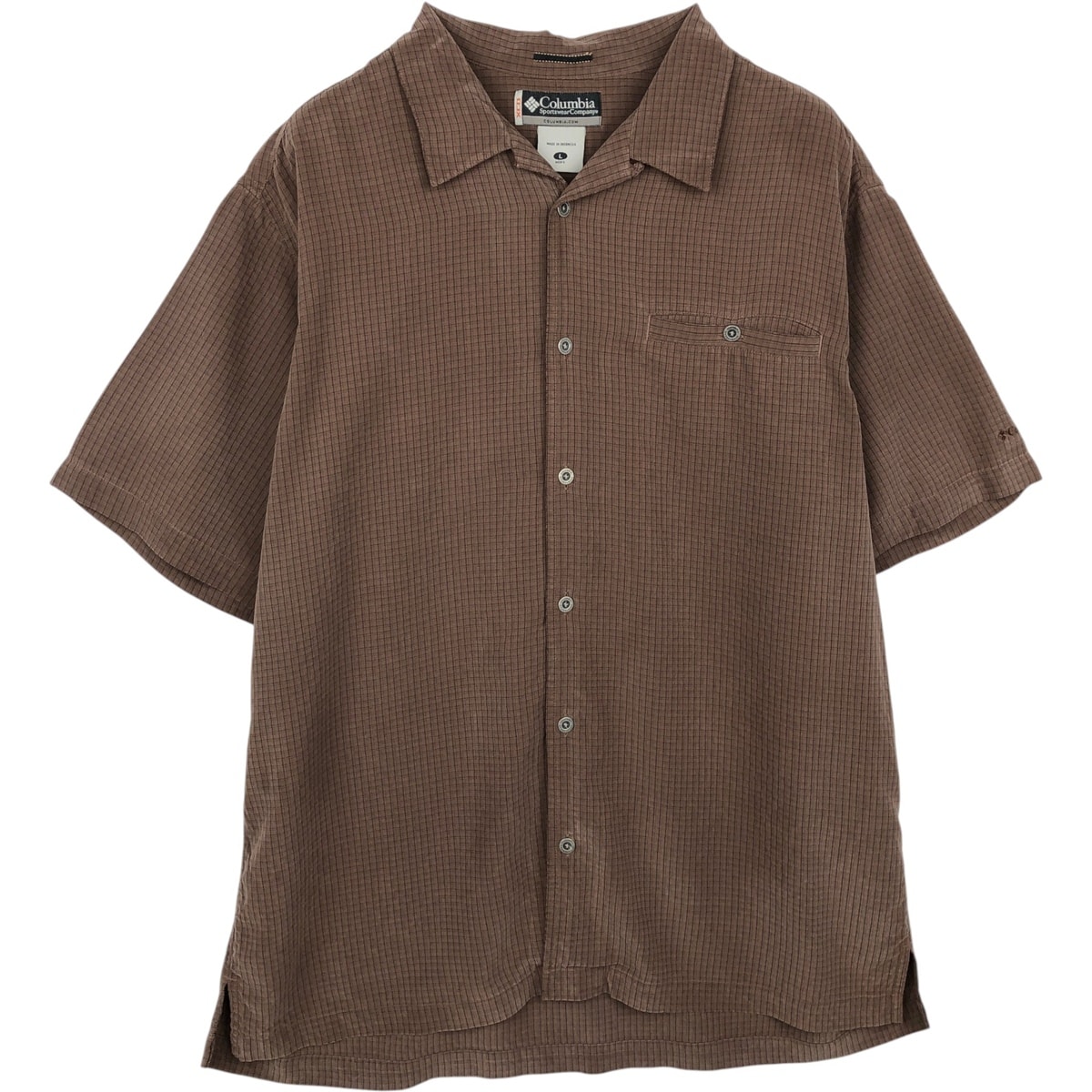 古着 コロンビア Columbia XCO チェック柄 半袖 オープンカラー レーヨンシャツ ボックスシャツ メンズL相当/eaa634340