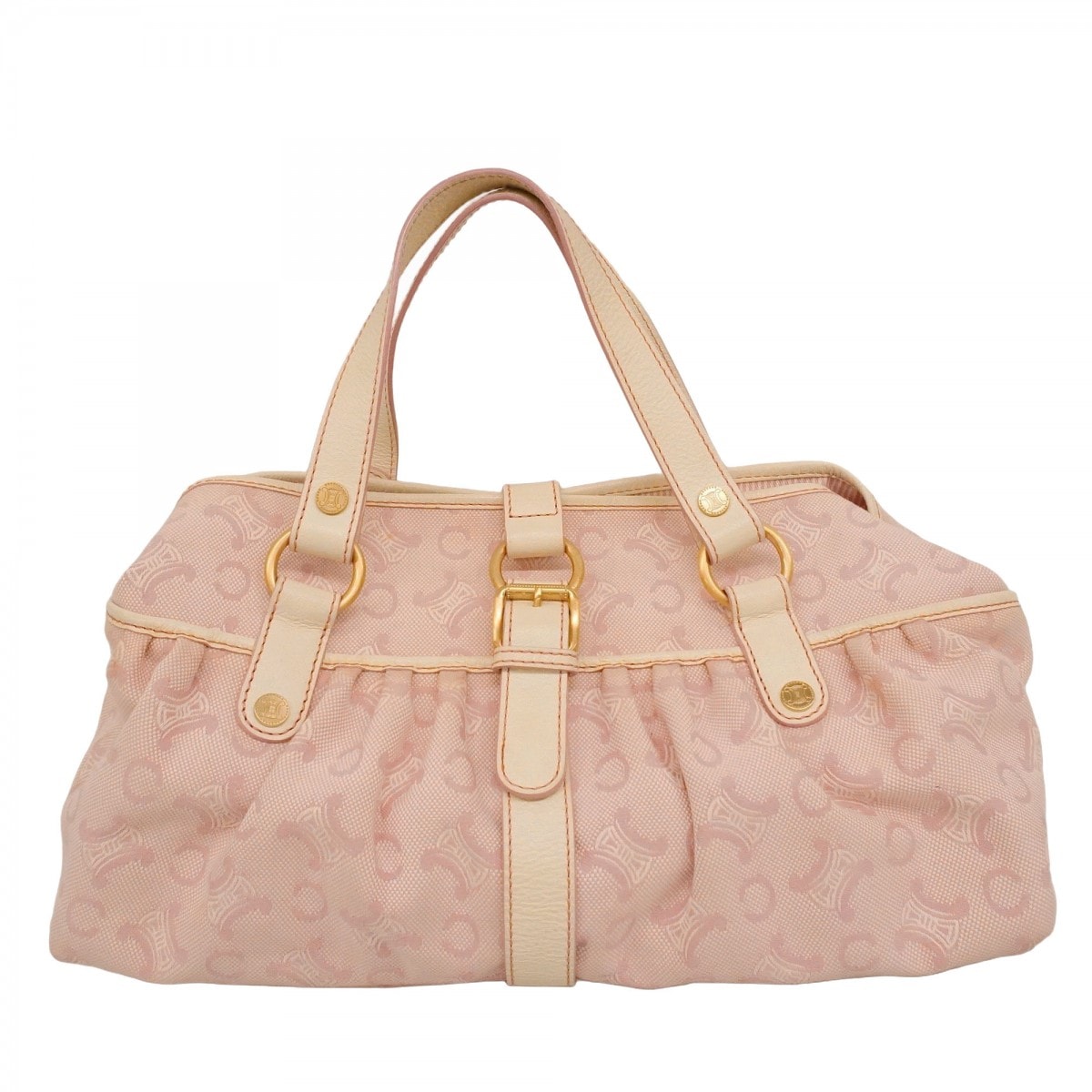 【6dd4424】セリーヌ ハンドバッグ Cマカダム キャンバス ピンク ゴールド金具【中古】レディース