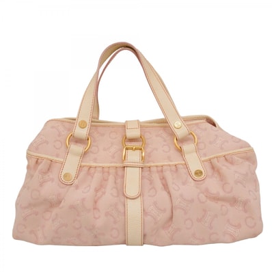 【6dd4424】セリーヌ ハンドバッグ Cマカダム キャンバス ピンク ゴールド金具【中古】レディース