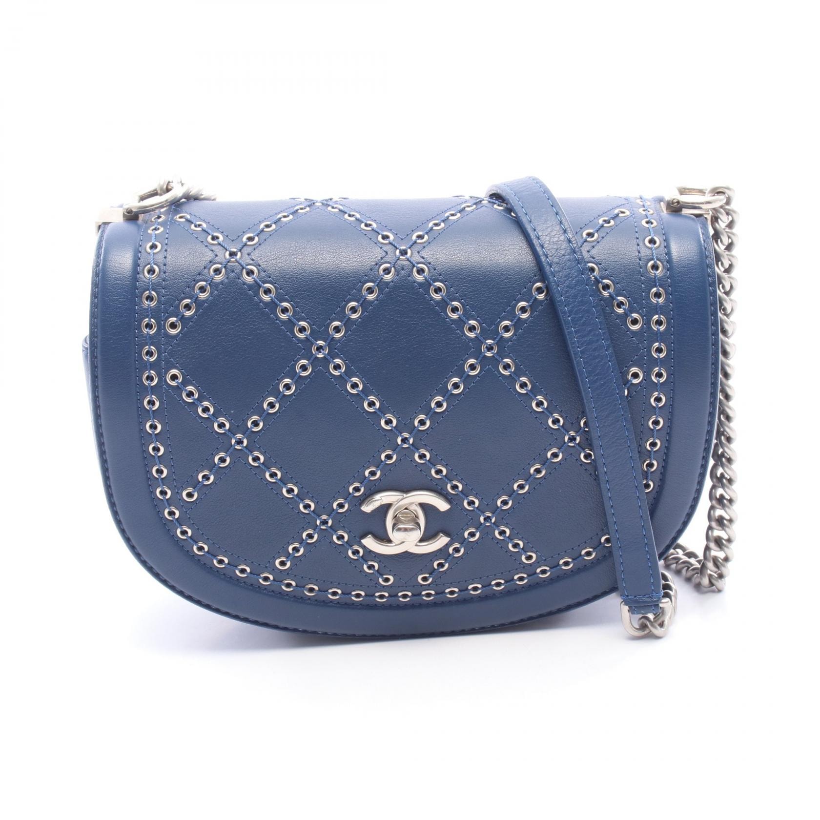シャネル CHANEL マトラッセ ココアイレット ラウンドミニ ショルダーバッグ バッグ レザー レディース ブルー系 A69993 【中古】
