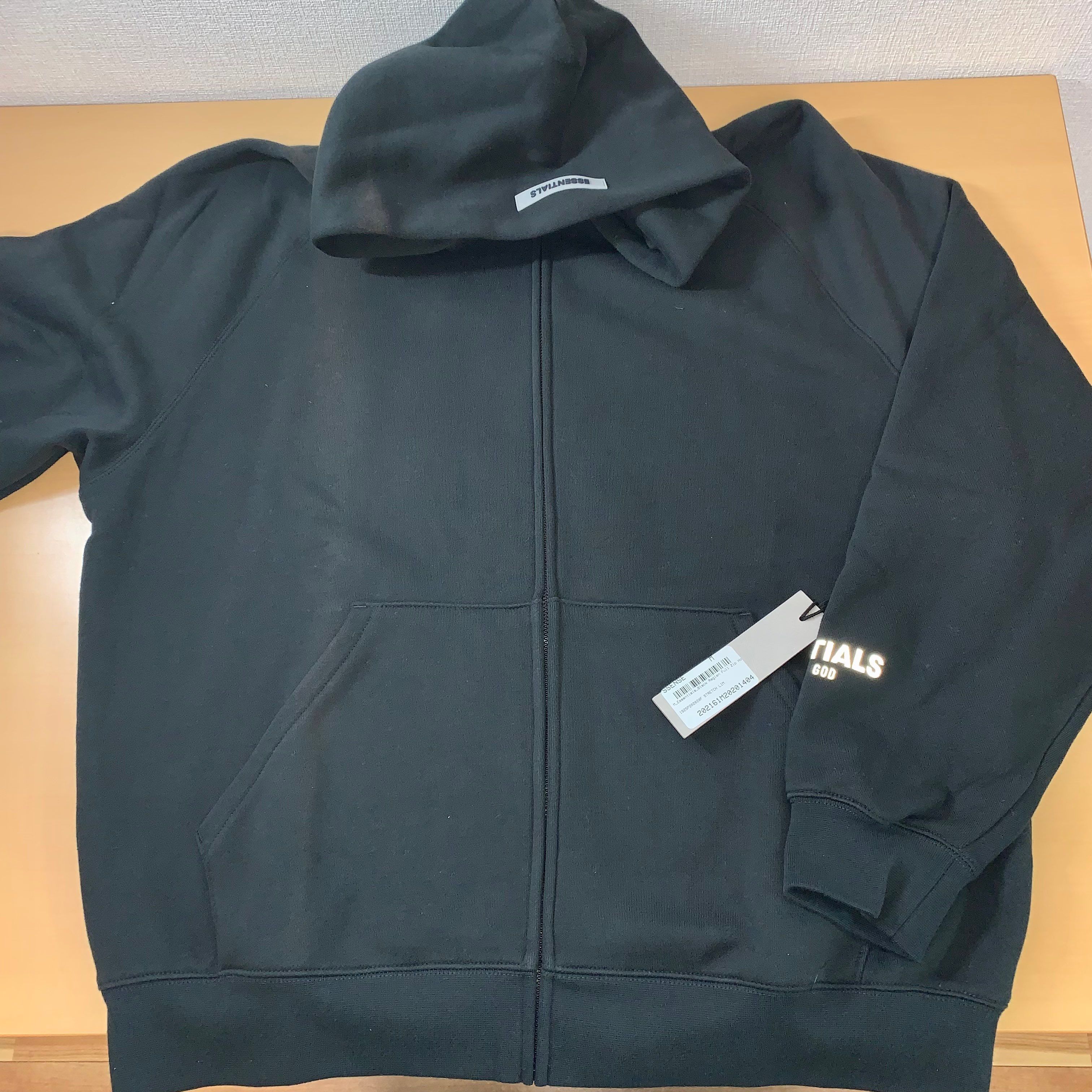 FEAR OF GOD ESSENTIALS 3D Silicon Applique Full Zip Up Hoodie "Black"