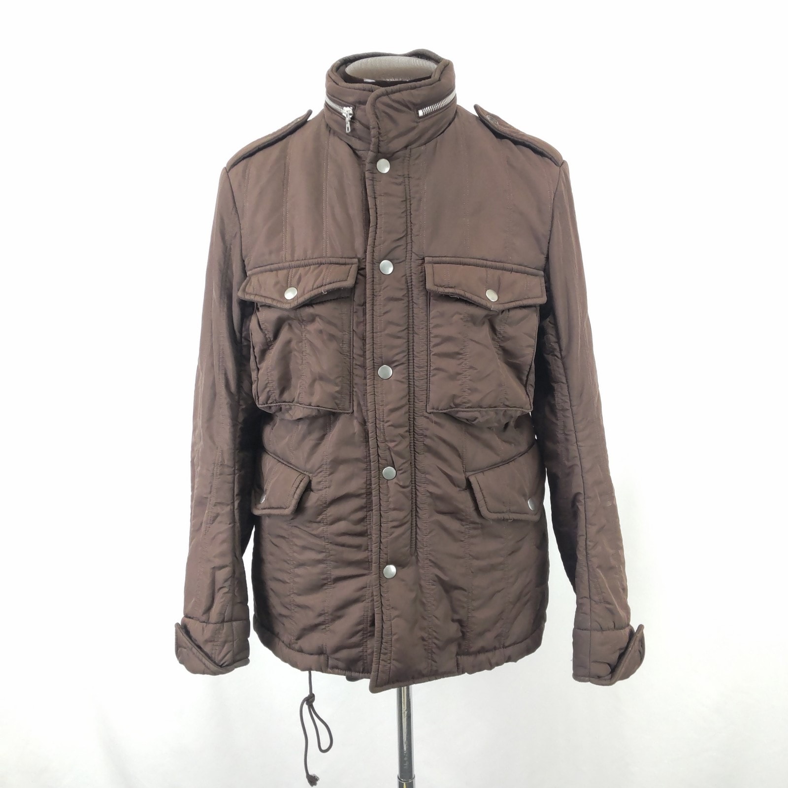 美品★JOURNAL STANDARD【ジャーナルスタンダード】 中綿入りブルゾン【メンズS/茶/】内ボア/収納可能フード/アウター/Blouson◆BJ008-b