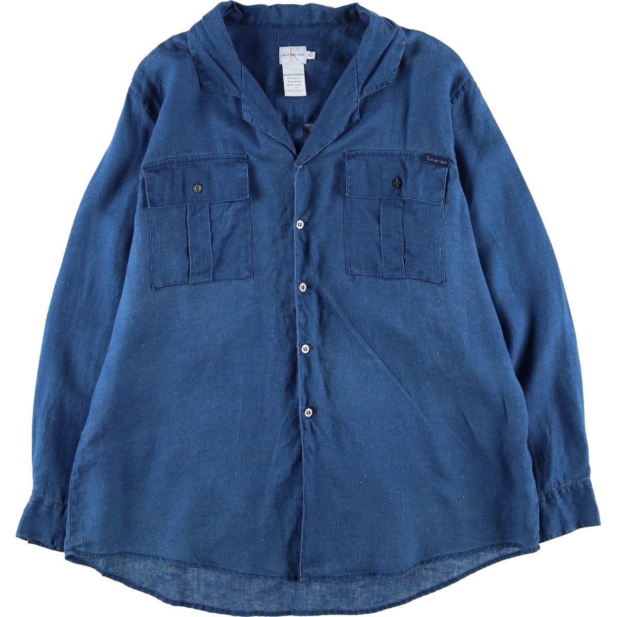 古着 90~00年代 カルバンクライン Calvin klein JEANS 長袖 リネンシャツ メンズXL相当/eaa629208