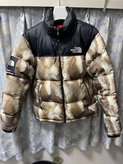 Supreme x The North Face Fur Print Nuptse Jacket "Brown"