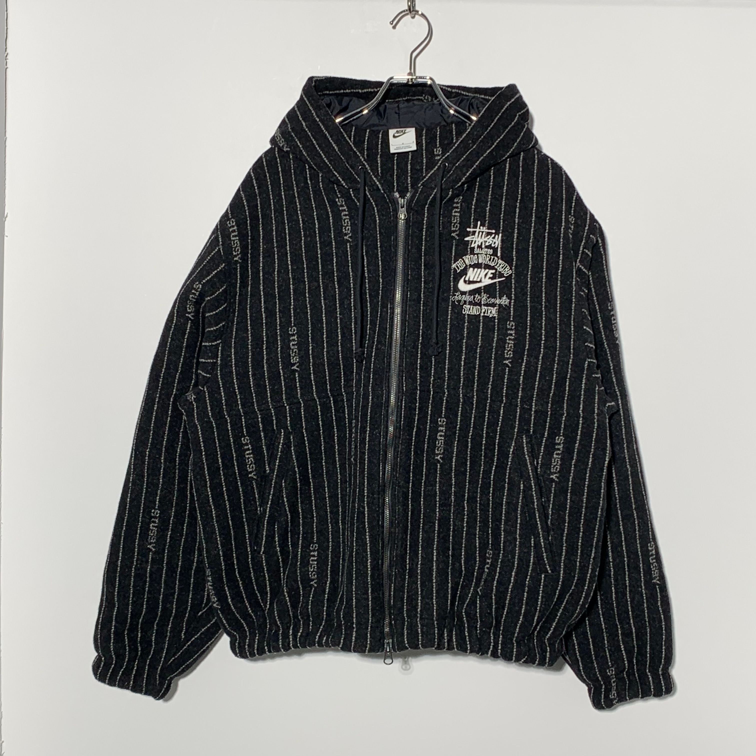 Stussy x Nike Striped Wool Jacket "Black"