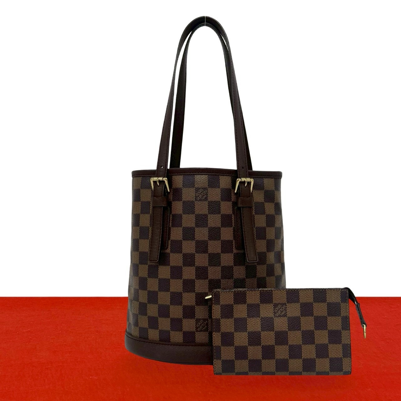 LOUIS VUITTON ルイヴィトン マレ ダミエ PVC レザー ショルダーバッグ ブラウン
 23740