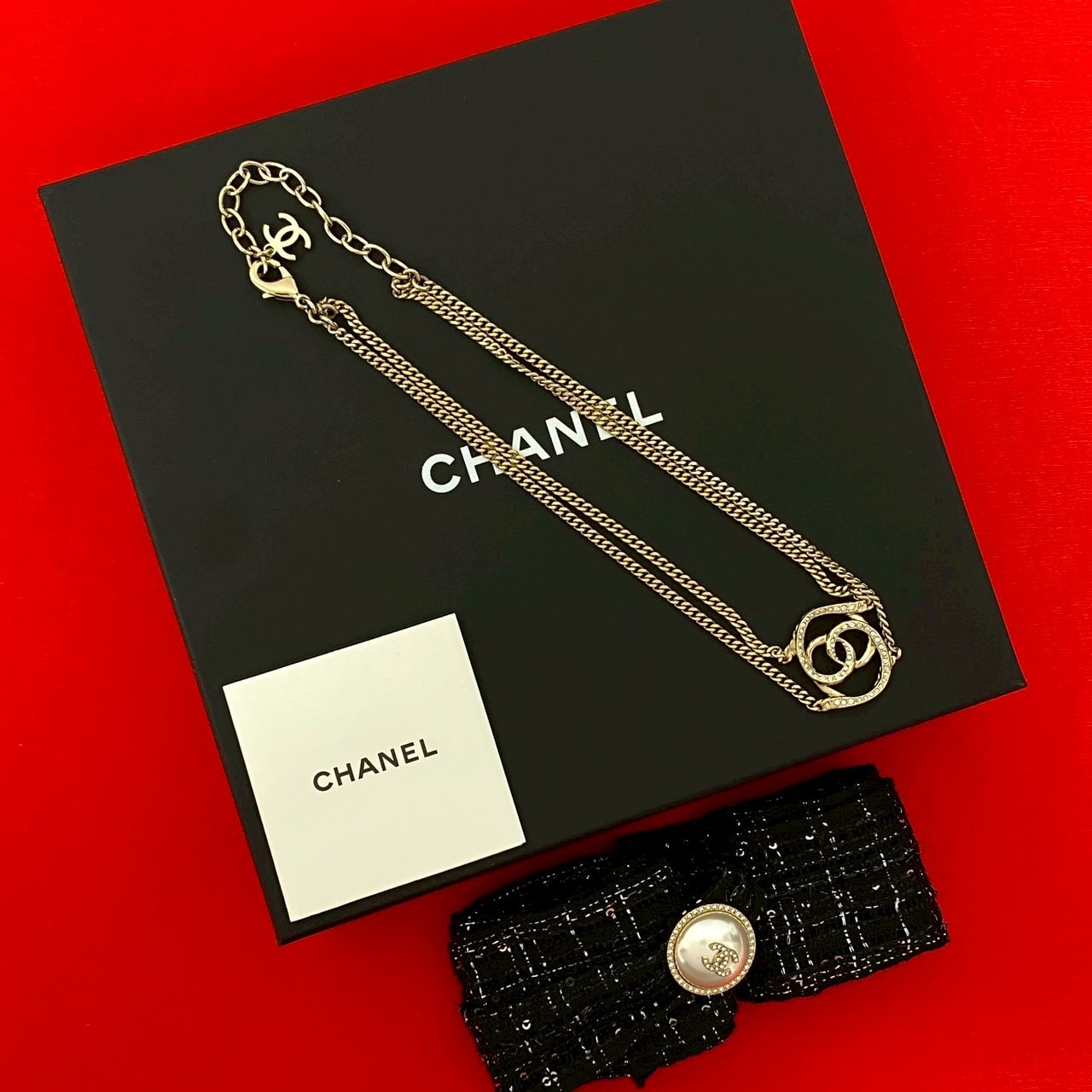 CHANEL シャネル ココマーク モチーフ GP ラインストーン ネックレス ゴールド
 29084
