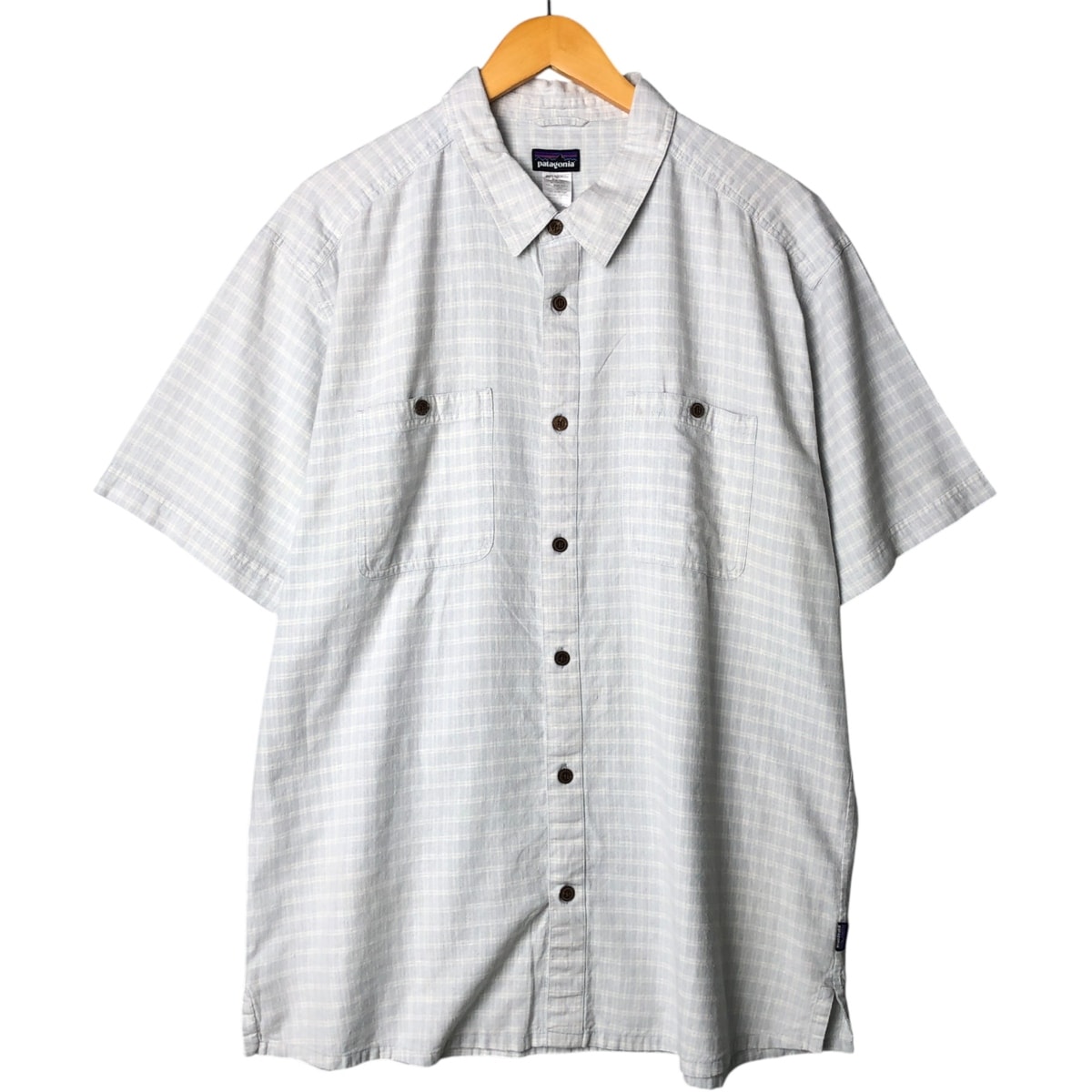 古着 パタゴニア Patagonia Migration Hemp Shirt 53138SP14 チェック柄 半袖 コットン×ヘンプシャツ ボックスシャツ メンズXL相当/eaa565375