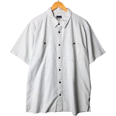 古着 パタゴニア Patagonia Migration Hemp Shirt 53138SP14 チェック柄 半袖 コットン×ヘンプシャツ ボックスシャツ メンズXL相当/eaa565375