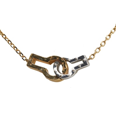 ルイ ヴィトン コリエ ツインロックス ネックレス M64887 ゴールド シルバー メッキ メタル レディース LOUIS VUITTON 【中古】