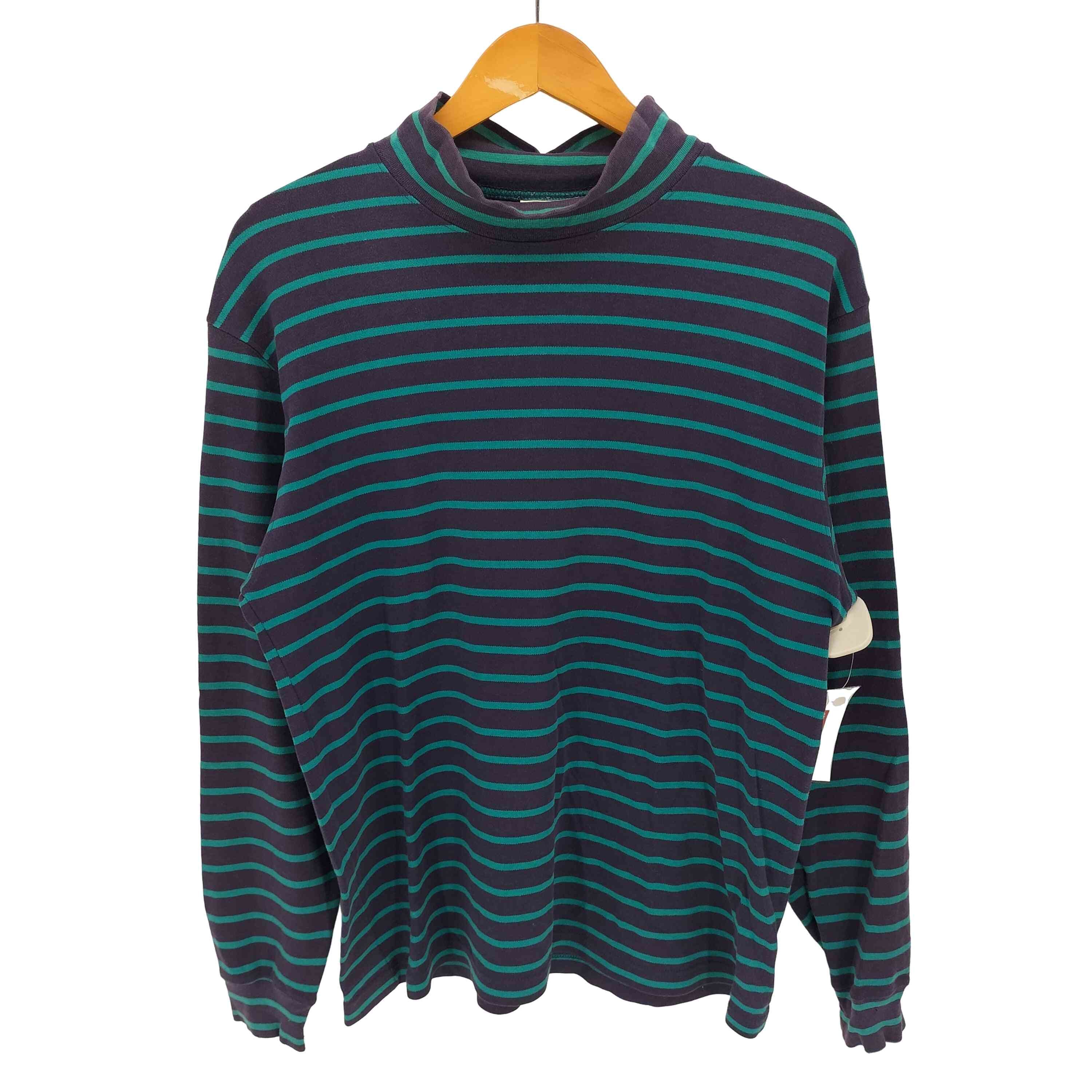90S ボーダー モックネック L/S Tシャツ【1142806045478】