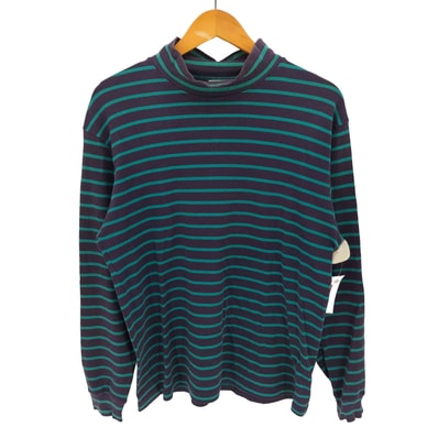 90S ボーダー モックネック L/S Tシャツ【1142806045478】