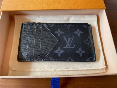 Louis Vuitton Coin Card Holder Monogram Eclipse Taiga "Noir"