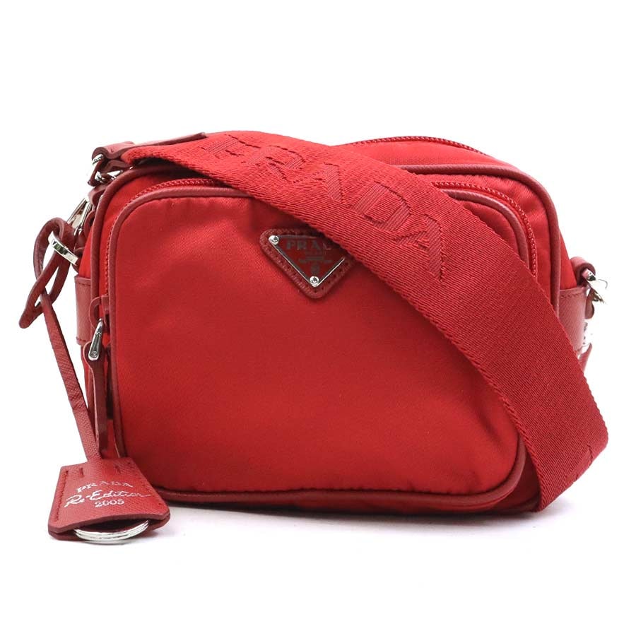 プラダ PRADA ショルダーバッグ ナイロン レッド レディース 1BH153【中古】 56534a