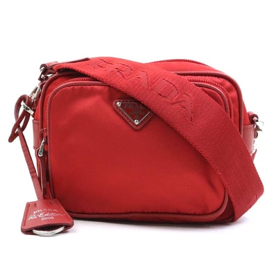 プラダ PRADA ショルダーバッグ ナイロン レッド レディース 1BH153【中古】 56534a