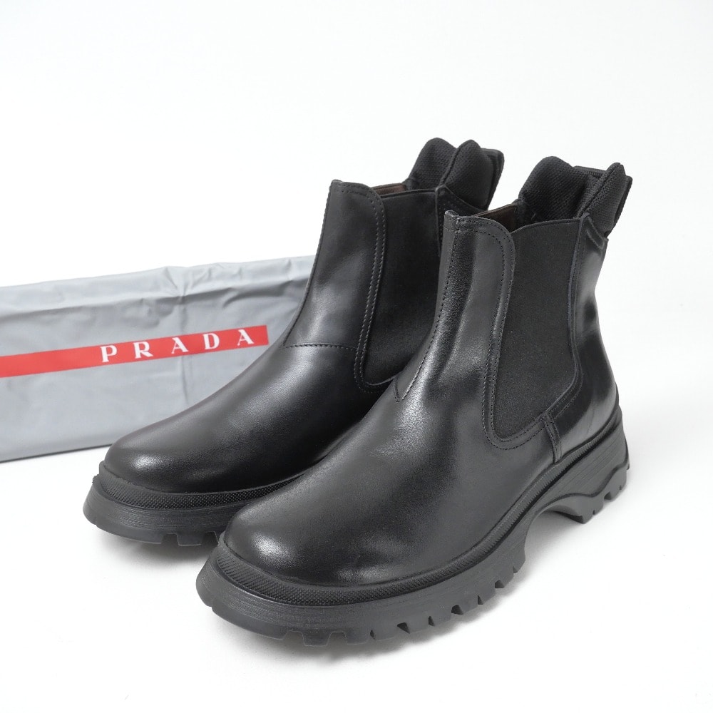 ■美品■PRADA プラダ ブーツ サイズ38 1/2 チェルシーブーツ サイドゴアブーツ ブランド古着【中古】20260903/RB0446