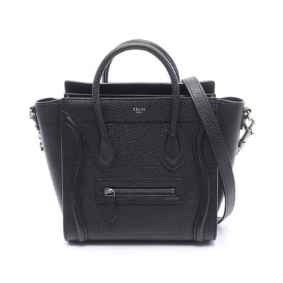 セリーヌ CELINE ラゲージ ナノショッパー 2WAY ハンドバッグ バッグ レザー レディース ブラック系 189243 【中古】