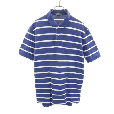 Polo by Ralph Lauren ポロバイラルフローレン ボーダー柄 半袖 ポロシャツ M ブルー系 鹿の子地
