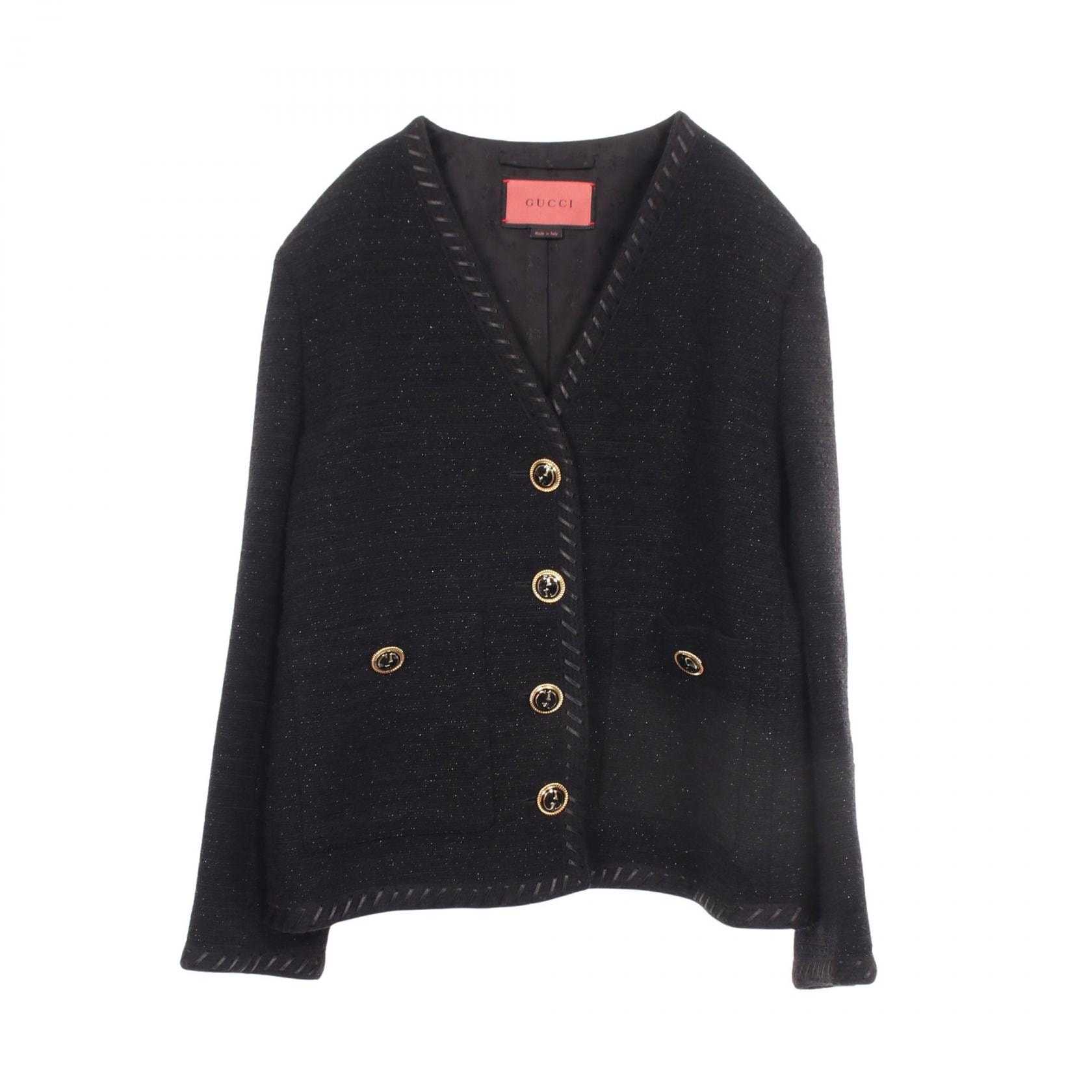 グッチ GUCCI ツイード 衣料品 アウター ウール ナイロン レディース ブラック系 614134 【中古】