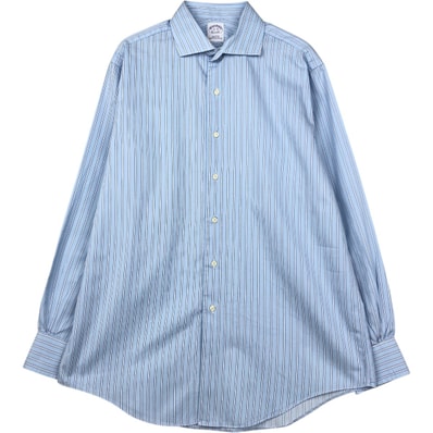 古着 00年代 ブルックスブラザーズ Brooks Brothers Est.1818 長袖 コットンストライプシャツ USA製 メンズL相当/eaa673043