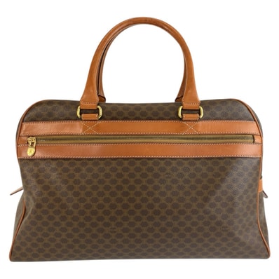 CELINE セリーヌ ヴィンテージ マカダム ブラウン ゴールド金具 PVC レザー/ ボストンバッグ ハンドバッグ 1-0293403 【中古】