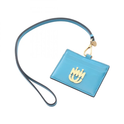 ミュウ ミュウ Miu Miu LIGHT CALF カードケース アクセサリー レザー レディース ブルー系 5MC061 【中古】