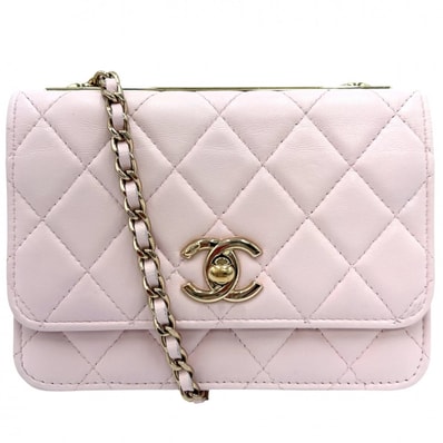 CHANEL シャネル チェーンウォレット トレンディCC マトラッセ ショルダーバッグ 肩掛け 斜め掛け ココマーク ラムスキン ピンク ゴールド金具 レディース【中古品】