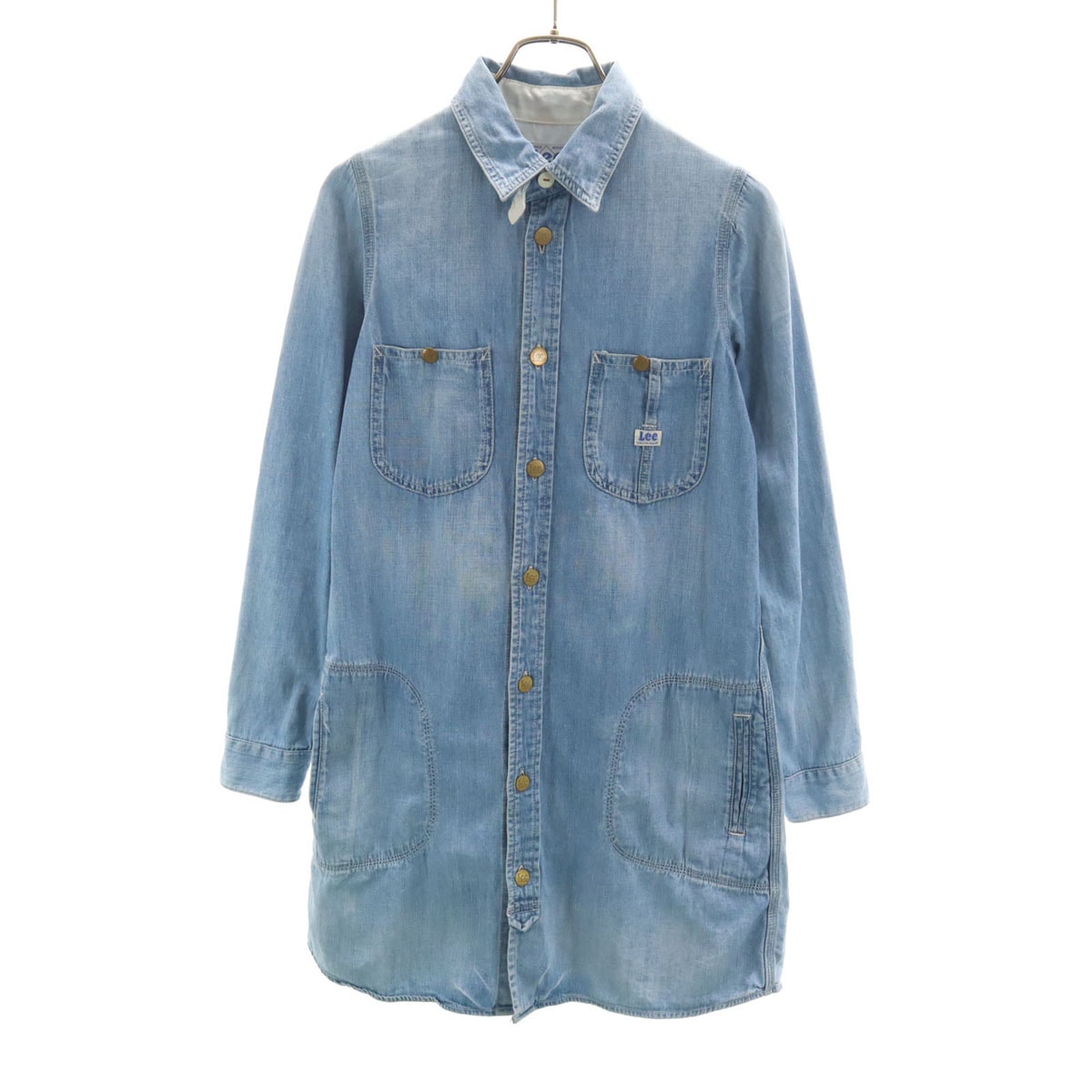 Lee リー 長袖 シャンブレーデニム シャツワンピース M ウォッシュブルー