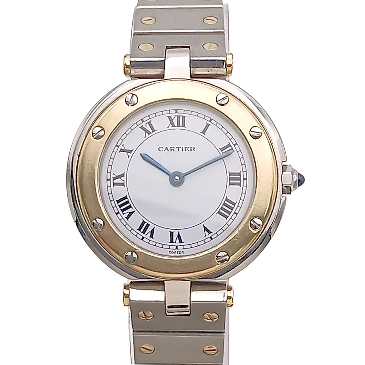 CARTIER カルティエ サントス ロンド ヴァンドーム 27mm 18K/SS クオーツ 腕時計 8191 K18イエローゴールド ステンレススチール ホワイト シルバー ゴールド  レディース【中古】