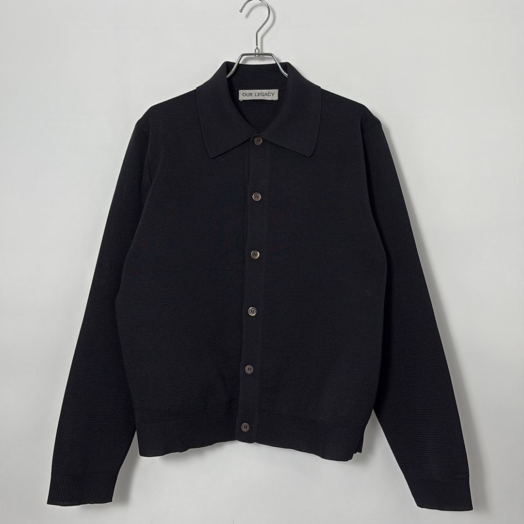 OUR LEGACY Evening Polo Performance Poly "Super Black"