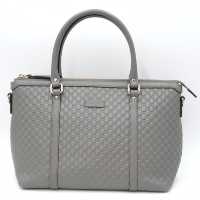 GUCCI(グッチ)マイクログッチシマ 2WAYショルダーバッグ ハンドバッグ グレー レザー ゴールド金具 449656 525040【中古】