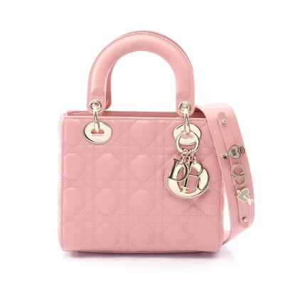 ディオール Dior LADY DIOR MY ABCDIOR カナージュ 2WAY ハンドバッグ バッグ レザー レディース ピンク系 M0538ONGE_M413 【中古】